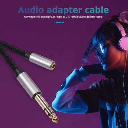 6.35Mm to 3.5Mm Audio Cable 1/4 Male to 1/8 Female Headphone Stereo Adapter Cord for Amplifiers Guitar Keyboard Piano Parts