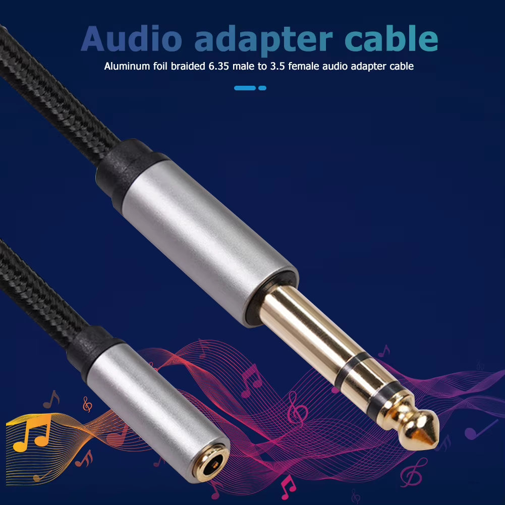6.35Mm to 3.5Mm Audio Cable 1/4 Male to 1/8 Female Headphone Stereo Adapter Cord for Amplifiers Guitar Keyboard Piano Parts